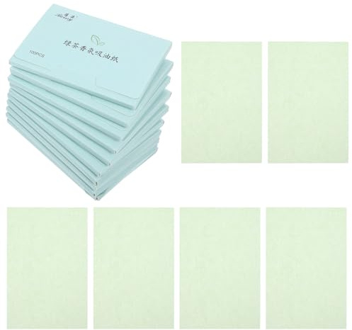 Ipetboom 1000pcs Oil Absorbing Tissues Facial Oil Blotting Paper Green Tea Scented Linen Makeup Control Sheets for Skin Daily Care