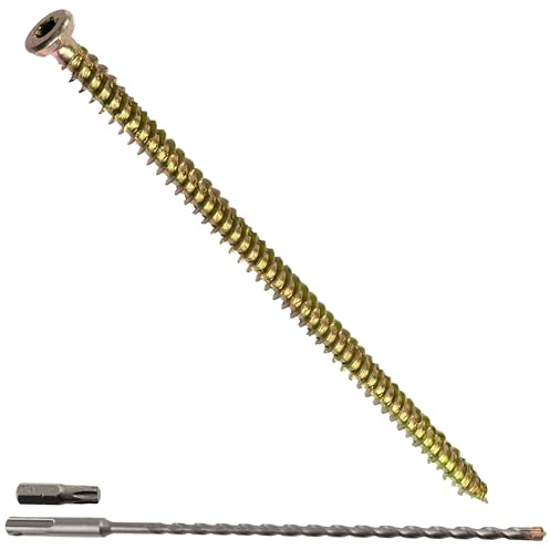 AERZETIX Kit de 20 tornillos de anclaje directo sin taco Ø7,5x152 mm con 1 broca para hormigón SDS-plus Ø6.5x260 y punta estrella T30