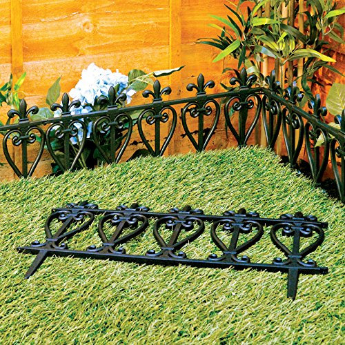 Victorian Style Black Fencing Garden Edging - Ornate Fence Border For Lawn / Flowerbed