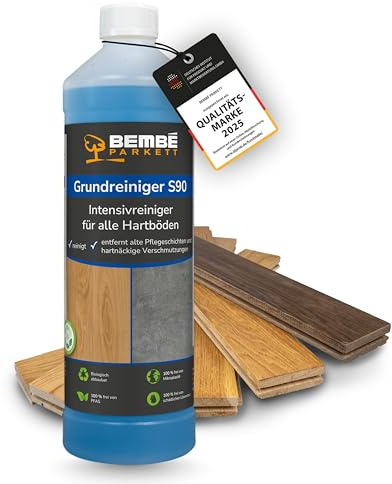 Bembé Grundreiniger S90 I 1 Liter I Intensivreiniger für alle Hartböden I Reinigungsmittel für wasserfeste Beläge I Entfernt alte Pflegeschichten & Verschmutzungen I Geruchsarm & materialschonend