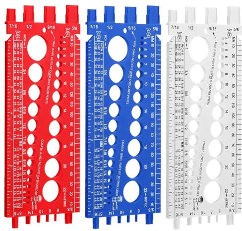 Junterone 3 Pezzi Calibro per Filettatura Dado Bullone Plastica Metrico e Strumento di Misurazione Standard Bullone Misura Dimensione e Calibro di Identificazione Filettatura