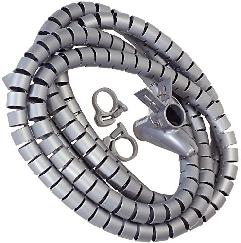 Alkan Kabelspirale grau Ø 20 mm 2,5 m mit Einziehhilfe | Grauer Kabelschutz mit Einziehhilfe/Einfädelhilfe, flexible Kabelspirale Ø 20 mm für Kabelbündelung