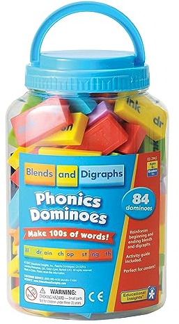 Educational Insights Phonics Dominoes Blends & Digraphs - First Grade Classroom Must Haves, Elementary Literacy Materials for Centers or Homeschool, Phonics Games, Learning to Read for Kids Ages 6+