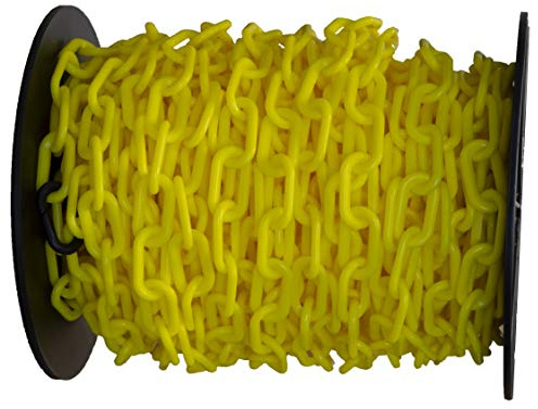 Mr. Chain Plastic Barrier Chain Reel, Yellow, 1.5-Inch Link Diameter, Length (30102), 200 feet Length