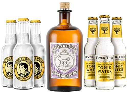 Monkey 47 Gin (1 x 0.5 l) mit Thomas Henry Tonic (3 x 0.2 l) und Fever Tree Tonic (3 x 0.2 l) inc. 0.90€ MEHRWEG Pfand
