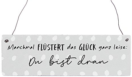 Interluxe Holzschild Shabby MANCHMAL FLÜSTERT DAS GLÜCK GANZ LEISE Schild mit Spruch Geschenkidee Glücksbringer