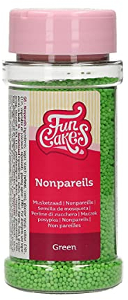 FunCakes Nonpareils Vert: Sprinkles de gâteau, bon goût, parfait pour la décoration de gâteaux, des centaines et des milliers de sprinkles. 80 g.