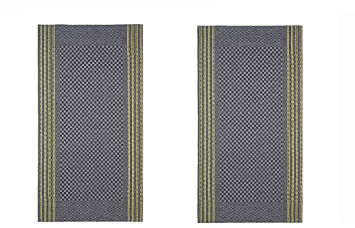 Hochwertige Grubentücher - Grubentuch Halbleinen 50 x 100 cm kariert, verschiedene Designs - Geschirrtücher, Küchentücher, Trockentücher, Geschirr-Handtuch 51% Leinen 49 % Baumwolle (2er-Set gelb)