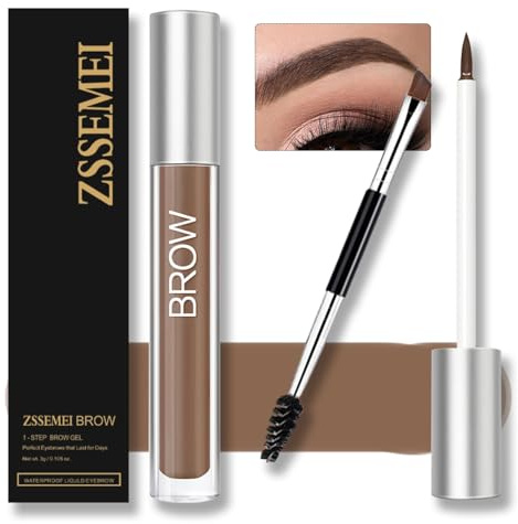 Wasserfestes Augenbrauen gel für Lang Anhaltendes, Semi-permanentes Flüssiges Getöntes Augenbrauengel Make-up Mit Pinsel Set, Schweißfest, natürlich (Auburn)