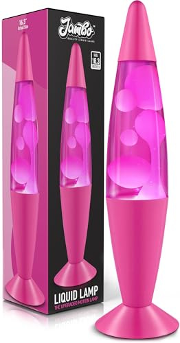 JAMBO 16 Beautiful Lamp- Pink with White/Pink Wax, Relaxing Liquid Light, Night Light Nightlight, Home Decor Living Room Office Bedroom Lamp for Adults Teens Kids, Magma Motion