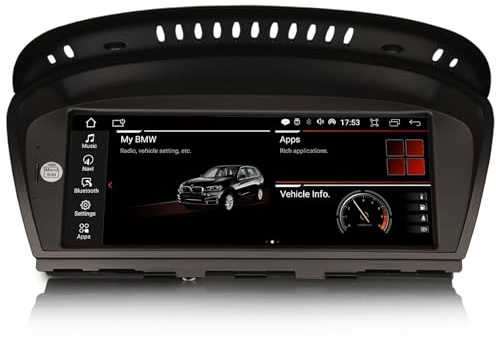 Erisin 8-Core 4GB+64GB 8.8 Android 14 Car Stereo Bluetooth for BMW 3/5/6 Series E90 E91 E92 E93 E60 E61 E63 E64 CCC System Support GPS Sat Nav CarPlay Android Auto DAB+ WiFi 4G iDrive DVR USB Canbus