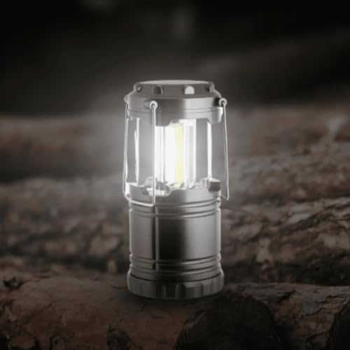 Garden Mile Lanterne LED COB pliable pour camping, urgence, batterie à suspendre, lampe ABS pour le camping, la pêche, les réparations, le bricolage, la lampe de poche d'urgence, fonctionne à piles,