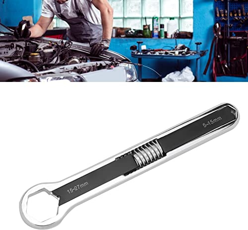 Llave de Extremo Abierto Ajustable Apertura de Cabeza Grande 15-27 Mm Apertura de Cabeza Pequeña 5-15 Mm Llave Inglesa Multifunción Sólida Llave Inglesa Herrajes de Acero Aleado Herramientas Manuales