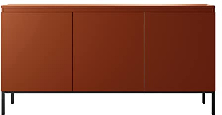 Selsey Bemmi Sideboard Kommode 3-türig, Ziegelrot mit Metallbeinen, 150 cm
