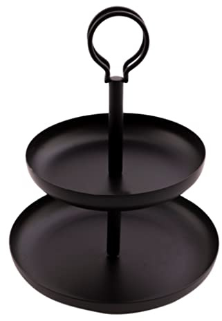 Point-Virgule Etagere für süßigkeiten mit 2 etagen, Party deko, aus Metall, Schwarz, Durchmesser 20.5-16.5cm