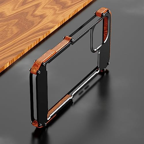 LIFEKA pour iPhone 14 13 12 11 Pro Max 12 Mini SE 2020 X 10 6 6s 7 8 Plus XR XS Coque Aluminium Bumper Metal & Coque de téléphone Antichoc en Bois, Noir, Marron, pour iPhone XR