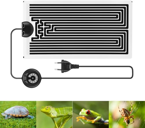 ALLOMN Coussin Chauffant pour Récipients en Verre, Tapis Chauffant Terrarium Reptile Tapis Chauffant avec Contrôle de Température pour Reptiles Tortues Serpents Lézard Gecko Amphibiens (14W/15*28cm)