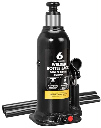 Torin Hydraulic Jack 6 Ton (12,000 lbs) Lifting Automotive Welded Hydraulic Bottle Jack for Repair Vehicle, Cars, Black