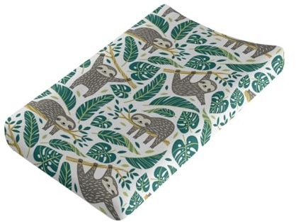 Wanyint Wickelauflagenbezug mit Faultierdruck, Uni, Bio-Baumwolle, passend für 81,3 x 40,6 cm, konturierte Wickelunterlage, gemütlich, bequem und waschbar