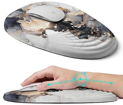 Tappetino per mouse ergonomico con supporto per il polso, tappetino per mouse per alleviare il dolore al tunnel carpale, tappetino per mouse in memory foam con base antiscivolo in PU, tappetino per