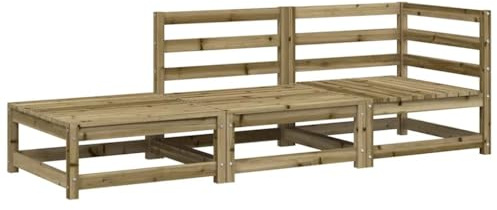 vidaXL Gartensofa 2-Sitzer, Modular Sofa mit Rückenlehne, Gartensessel Ecksofa mit Hocker, Relaxsessel Lounge Sessel Gartenmöbel, Kiefernholz Imprägniert