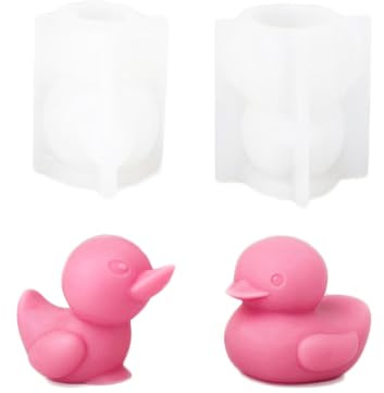 Xidmold 2 Stück Kerzen Silikonform Ente, 3D Ente Silikonform für Fondant, Schokolade, Sojawachs Kerzen, Epoxidharz, Seife, Gips, Beton, Handwerk