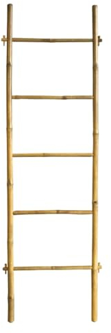 Box and beyond Scala portasciugamani da bagno - scala decorativa in bambù - 5 barre per asciugare - 180 x 55 cm