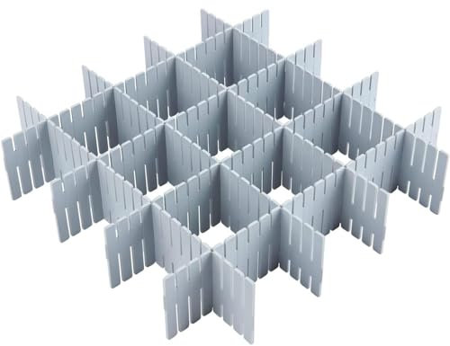 LWAIX Divisore per cassetti, regolabile, 10 pezzi, con sistema a incastro, per armadio, biancheria intima, calzini fai da te, organizer da scrivania (grigio)