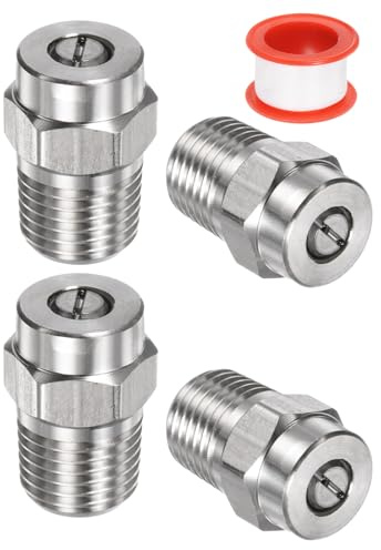 M METERXITY 4pz Suggerimenti Pulizia Superficiale 25 Gradi 1/4 NPT Maschio | Orifizio 1, 07mm, Sostituzione Ugelli per Idropulitrice, Nastro Sigillante per Pistole Acqua, Acciaio Inossidabile