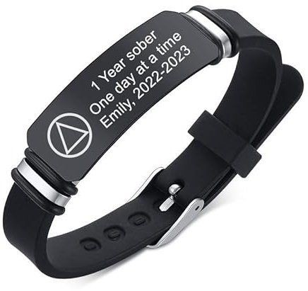 ForeverWill Personalisierte AA NA AF Nüchternheit Schmuck Geschenk für Frauen Männer, Inspirierende Nüchternheit Wiedergewinnung Jubiläum Silikon Armband für Erholung