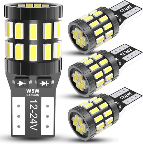 OUSHI Bombillas LED W5W T10 Canbus 6000K Xenon Blanco Bombilla Coche 194 168 12V-24V para Salpicadero Cúpula Señal Interior Luz de Posición (4 Piezas)