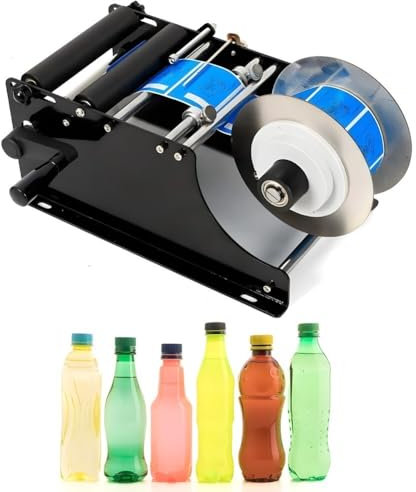 COUCHO Manuelle Etikettiermaschine, Etikettiermaschine für runde Flaschen, Etikettenapplikator, 30 Mal/Minute, Etikettiermaschine für runde Flaschenaufkleber, Etikettierer für Dosen, Plastik-