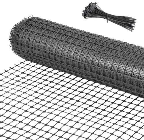 Plastic Mesh Fencing 1M x 10M, Black Garden Barrier Fence Neting with 18 Zip Ties, Safety Temporary Fencing, Garden Fencing for Dogs & Cats