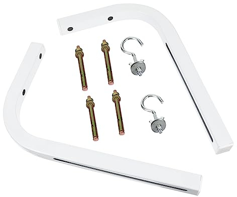 Projector Screen Support 2pcs White Iron L Shape Wall Mount Hooks | Manual Screen Hanging, Chalkboard and Drywall Use, Secure Bracket Set, Eliminates Keystone Effect