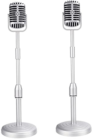 Janasiba 2 supporti per microfono da tavolo vintage, modello regolabile in altezza, stile retrò, supporto per microfono, imitazione microfono,