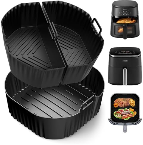 3PCS Molde Silicona Freidora de Aire 23cm, 2 x 3.1L + 1 x 6.2L Air Fryer Accesorios Para Cosori 5,5L/6L/6,L, Philips 2000 6.2L Na230, Reutilizables Accesorios Freidora De aire, Recipiente Air Fryer