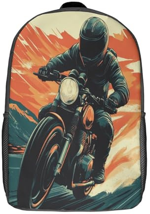 kaiyun Retro-Motorrad- Fahrerin Helmet Kinderrucksack,große Kapazität,Schultasche,Teenager Rucksack 17inch