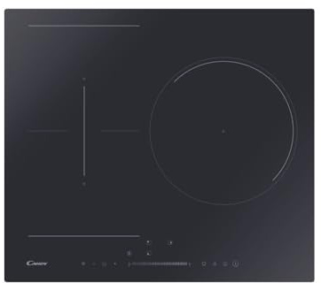 Candy CTPS63SCTTWIFI/1 - Placa de inducción de 60 cm, 3 fuegos, 7400 W, negro, 9 niveles de potencia, 3 Boosters, temporizador, controles táctiles monoslider, seguridad infantil