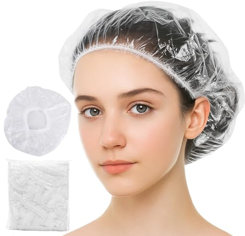 100 Berretti Da Cuffie Doccia Monouso Getta, In Plastica cuffia doccia donna, Impermeabili E Impermeabili, Per Il Bagno, La Cura Dei Capelli EI Viaggi, Unisexcuffia Doccia Riciclabile - Bianco