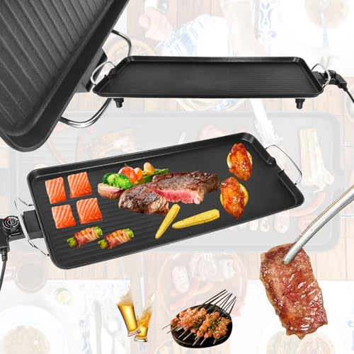 Teppanyaki Grill，1500W Electric Grill BBQ Griddle， Large Teppanyaki Hot Plate ，5 Temp Control Quick 240°C Heating – Energy Saving Electric BBQ for Sunday Roasts, Pancakes & Indoor Grilling