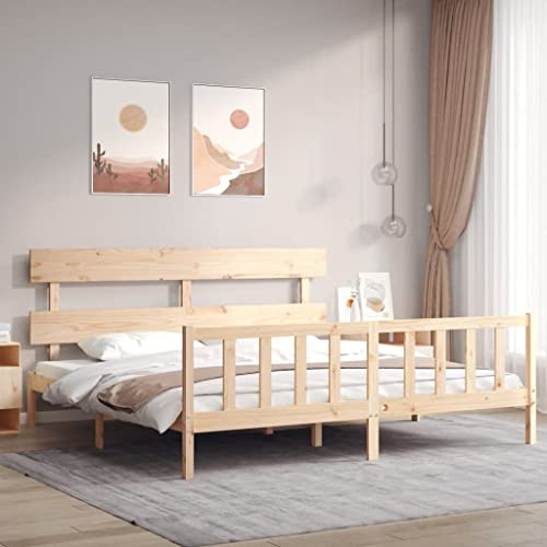 HaoChrymec Massivholzbett ohne Matratze aus Kiefernholz, Stabil und Langlebig, Praktisches Kopfteil, Für Schlafzimmer & Jugendzimmer, polsterbett, doppelbett, 200x200 cm