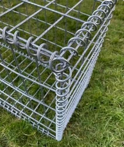 Gabion Baskets Galvanised Steel Cages Mesh Wire Stone Basket Outdoor Spiral Retaining Wall Planter Garden / 100 x 30 x 30cm or 100 x 50 x 30cm / 4mm Wire / 50 x 100mm Hole (100cm x 80cm x 50cm)