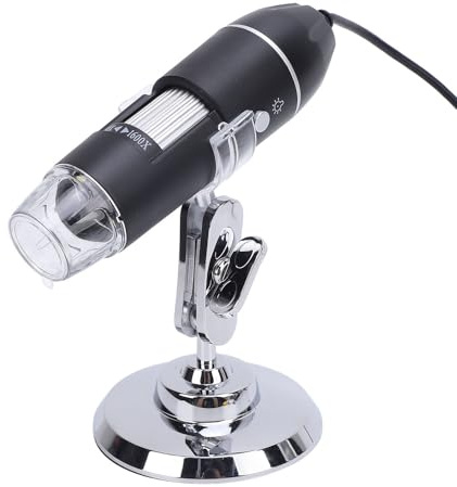 Keenso Bärbart Elektronmikroskop 1600X 8 LED Fill Light USB-mikroskop med Justerbart Stativ för Tydlig Bildåtergivning