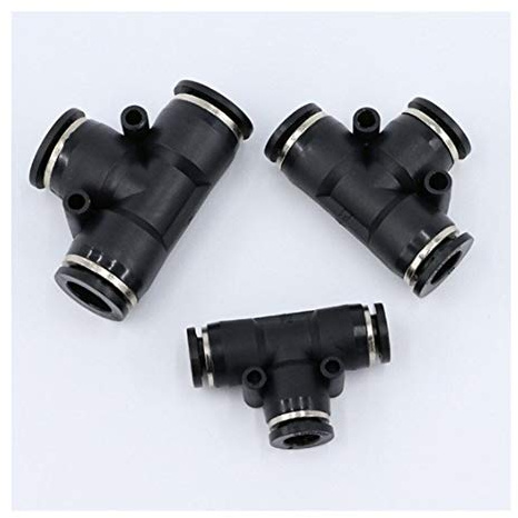 10pcs de 3 vías en Forma de T tee neumáticas de 10 mm 8 mm 12 mm 6 mm 4 mm DE Manguera Tubo de Empuje En Aire Gas de Adaptación Rápida Racores adaptadores de Conector(4MM)