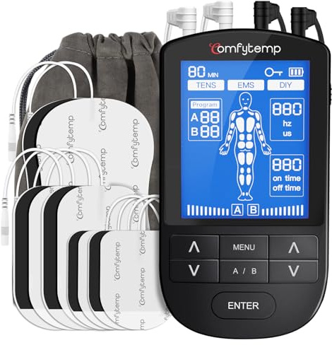 Comfytemp 4 Outputs TENS Machine for Muscle Stimulation, 24 Modes