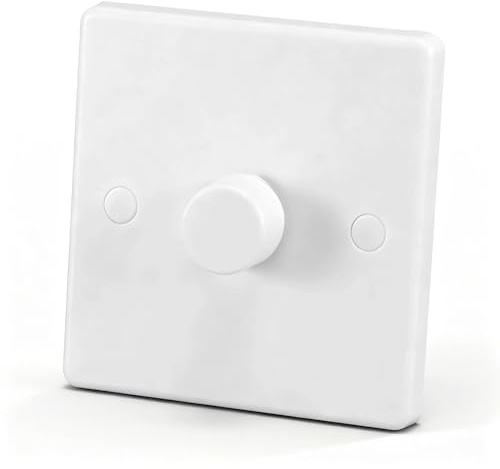 Dimmer Light Switch, Tralling Edge LED Dimmer 1 Gang（5-200W）, 1 Way/2 Way Rotary Push On/Off, Compatible with HV Halogen, LED, Incandescent Lamps