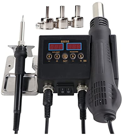Stazione di saldatura, 2 in 1 stazione di saldatura da 750W 8898 Display digitale Relaboration Kit Ironia Hot Repair Strumenti(Set-1)