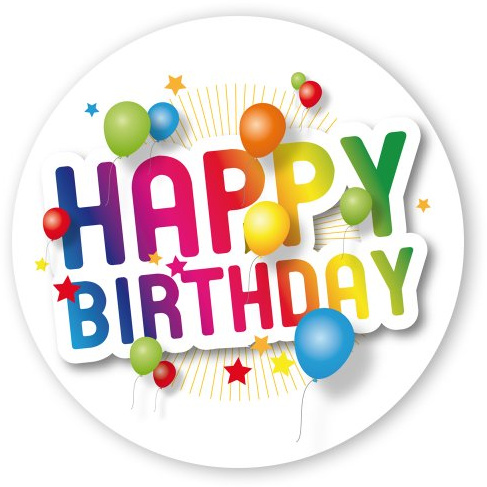 Geschenk-Aufkleber Happy Birthday mit Luftballons, rund Ø 30mm selbstklebende PE-Folie, 100 Stück auf Rolle