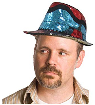 Dress Up America vuxen trefärgad paljett Fedora-hatt