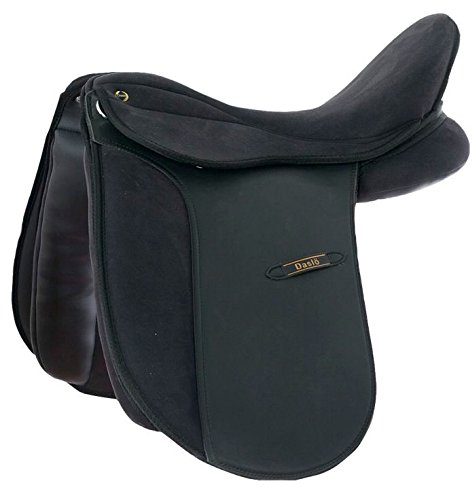Daslö Synthetischer Dressursattel (43,2 cm) - Schwarz - Anpassbare Kopfsohle für verschiedene Pferdewiderriste
